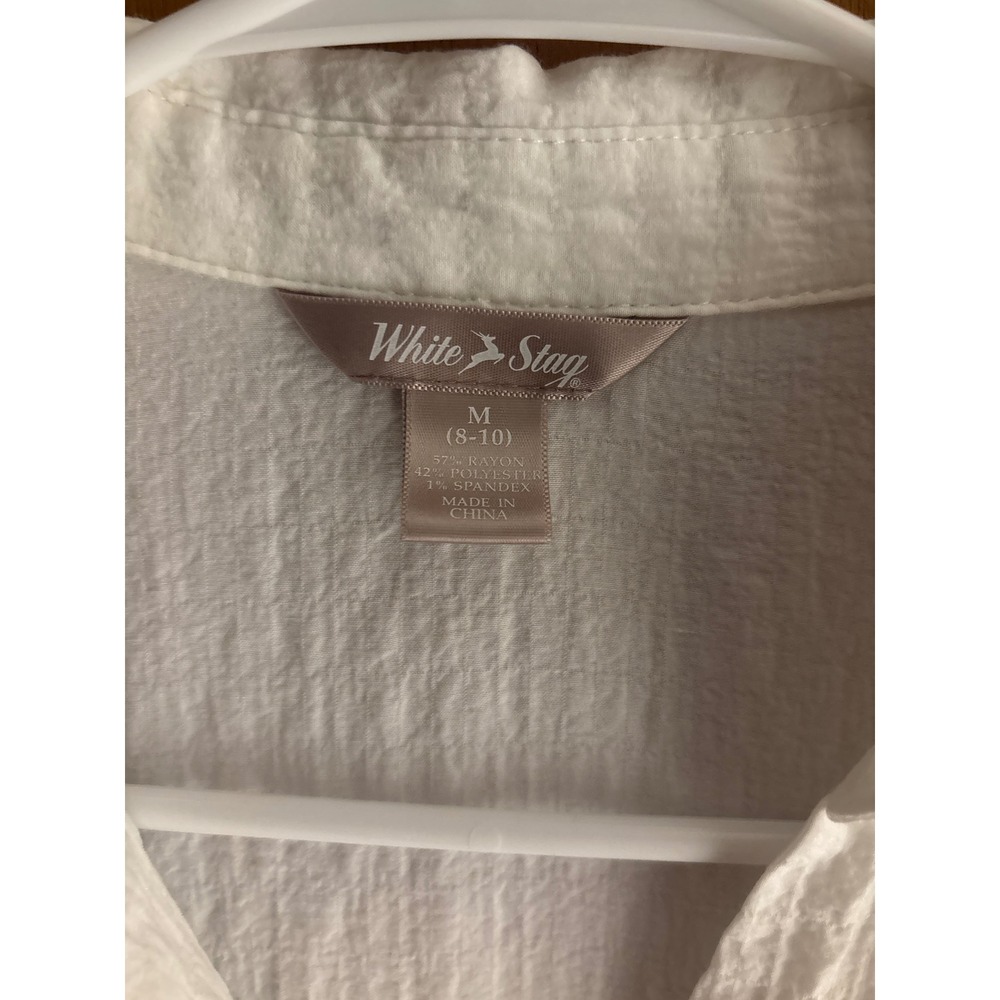 White Stag Arctic White Textured Button Up Short Sleeve Shirt WL21722 Womens M - Picture 2 of 9